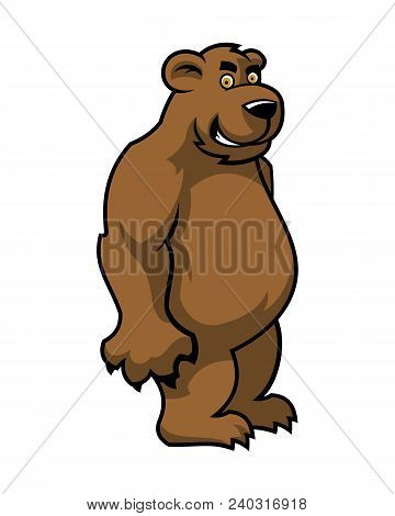 Vector Illustration Of Cartoon Bear. Brown Bear Mascot.