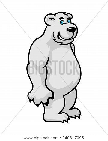 Vector Illustration Of Cartoon Polar Bear .polar White Bear Mascot.