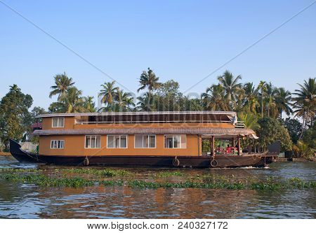 Houseboat On Backwaters In Kerala, South India