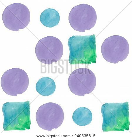 Colorful Texture Illustration Pattern In A Watercolor Style. Aquarelle Paper Splash Shapes Isolated 