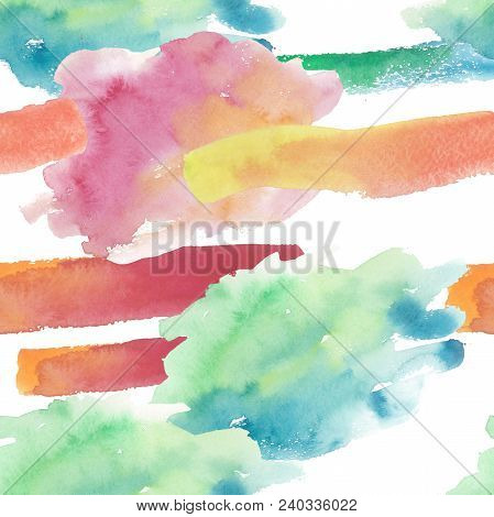 Colorful Texture Illustration Pattern In A Watercolor Style. Aquarelle Paper Splash Shapes Isolated 
