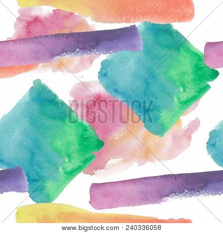 Colorful Texture Illustration Pattern In A Watercolor Style. Aquarelle Paper Splash Shapes Isolated 