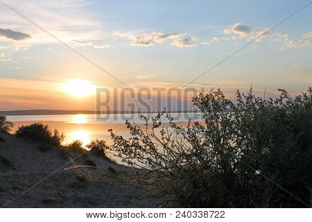 The Setting Sun Reflected In The Pond, Lake, Water, Transparent