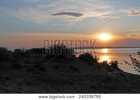 The Setting Sun Reflected In The Pond, Lake, Water, Transparent