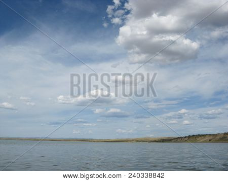 Deserted Beach Lake, Summer Sky, Nature Blue Cloud, Tuva, The Sky Reflected In The Water