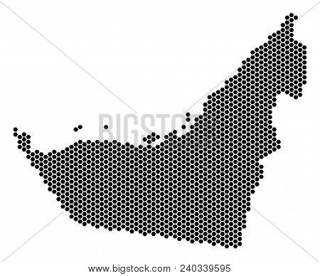Hex Tile Arab Emirates Map. Vector Geographic Scheme On A White Background. Abstract Arab Emirates M