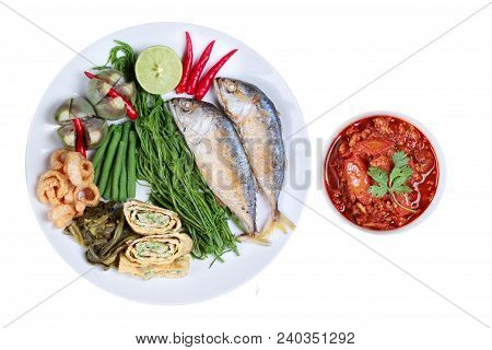 Isolated Of Spicy Meat And Tomato Dip,nam Prik Ong In Thai,northern Style Chili And Tomato Dip ,with