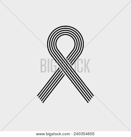 Aids Symbol Icon. Simple Multiline Vector Design Element. Contour Line Black Pictogram On White Back