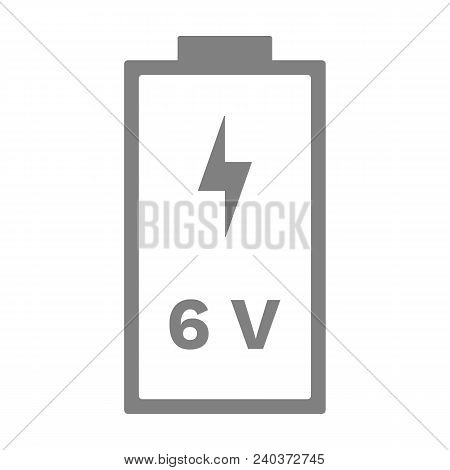 6 Volt Battery Icon. Battery Voltage Pictogram. Vector.