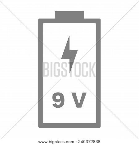 9 Volt Battery Icon. Battery Voltage Pictogram. Vector.