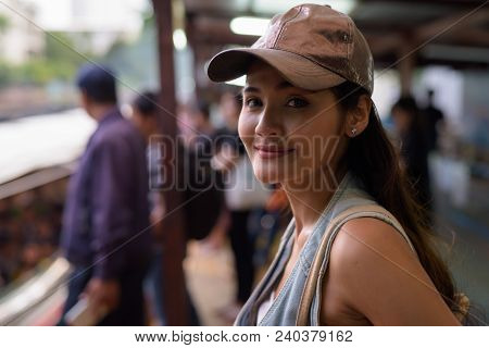 Portrait Of Young Beautiful Asian Tourist Woman Exploring The City Of Bangkok, Thailand