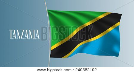 Tanzania Waving Flag Vector Illustration. Iconic Design Element As A National Tanzanian Symbol