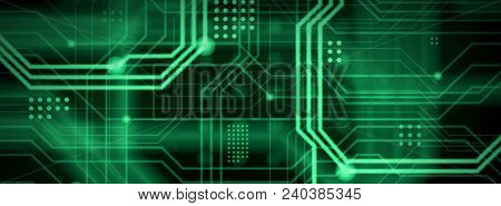 An Abstract Technological Background Consisting Of A Multitude Of Luminous Guiding Lines And Dots Fo