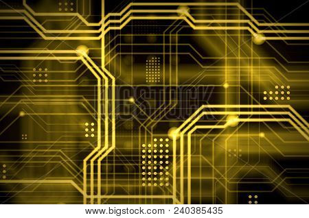 An Abstract Technological Background Consisting Of A Multitude Of Luminous Guiding Lines And Dots Fo