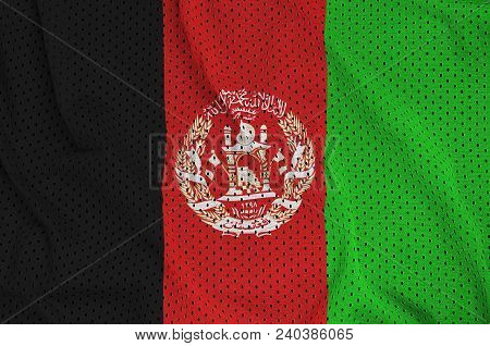 Afghanistan Flag Printed On A Polyester Nylon Sportswear Mesh Fabric With Some Folds