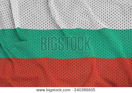 Bulgaria Flag Printed On A Polyester Nylon Sportswear Mesh Fabric With Some Folds