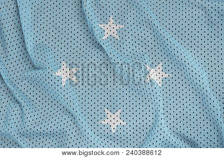 Micronesia Flag Printed On A Polyester Nylon Sportswear Mesh Fabric With Some Folds
