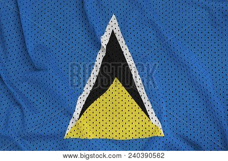 Saint Lucia Flag Printed On A Polyester Nylon Sportswear Mesh Fabric With Some Folds