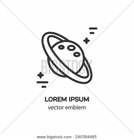 Saturn, Jupiter Or Other Planet With Rings - Minimalistic Logo Made In Trendy Line Stile Vector. Spa