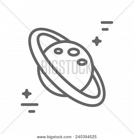 Saturn, Jupiter Or Other Planet With Rings - Minimalistic Logo Made In Trendy Line Stile Vector. Spa
