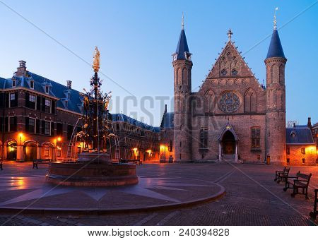 Riderzaal Of Binnenhof - Dutch Parliamentat At Night, The Hague, Holland