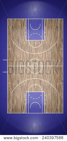 Top View Of Basketball Court Floor 3d Render
