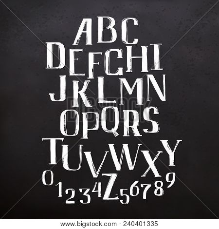 Hand Drawn Brush Ink Vector Abc Letters Set. Textured Artistic Typeset For Your Design. Font Illustr