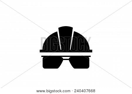 Individual Protection Means . Helmet, Helmet, Goggles Worker Security Icon Vector
