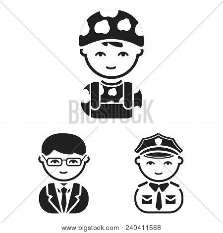 People Of Different Professions Black Icons In Set Collection For Design. Worker And Specialist Vect