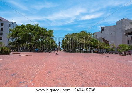 Santa Marta, Columbia-- April 22, 2018. Lovers Park In Santa Marta, Columbia Is Nearly Empty In The 