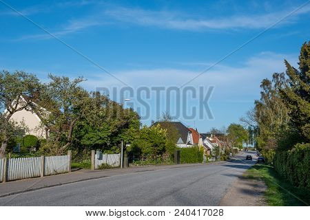 Town Of Kalvehave In Denmark On A Sunny Day