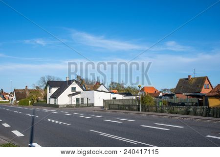 Town Of Kalvehave In Denmark On A Sunny Day