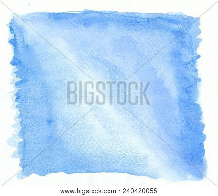 Blue Watercolour Squarel Gradient Background Painted On The Special Watercolor Paper.middle Is A Lig