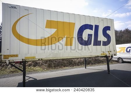 Wetzlar, Germany -  March25, 2018: Gls Logistic Container. General Logistics Systems Is A Dutch Brit