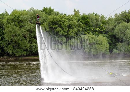 Man On Flyboard. Flyboard On The River