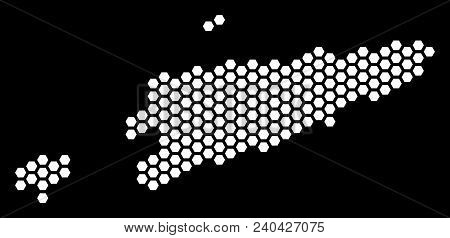 Honeycomb East Timour Map. Vector Territory Scheme On A Black Background. Abstract East Timour Map C