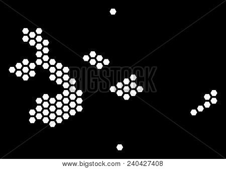 Honeycomb Galapagos Islands Map. Vector Geographic Scheme On A Black Background. Abstract Galapagos 