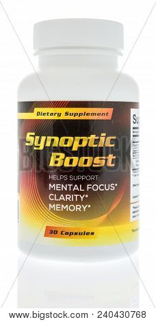 Winneconne, Wi -  21 April 2018: A Bottle Of Synoptic Boost Supplement On An Isolated Background.