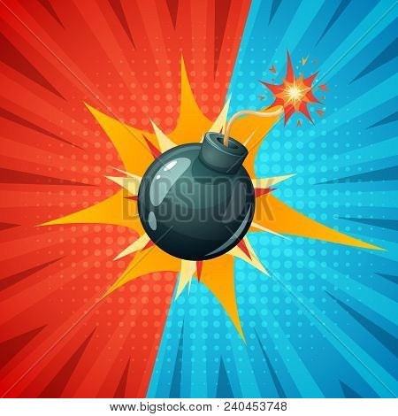 Cartoon Bomb, Fuse, Wick Spark Icon Vector Eps 10