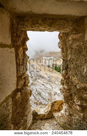 Rocca Calascio Old Italian Castle Location Film Of Famous Film The Name Of The Rose