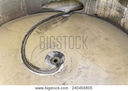 Nearly Abstract Full Frame Detail Showing The Ground Of A Sedimentation Tank