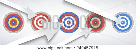 Row of five Targets with arrows