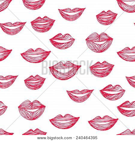 Decorative  Vector Seamless Pattern With  Lips.print On Paper, Textiles And Other Materialah.vektor.