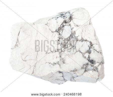 Macro Shooting Of Natural Rock Specimen - Raw Howlite Stone Isolated On White Background