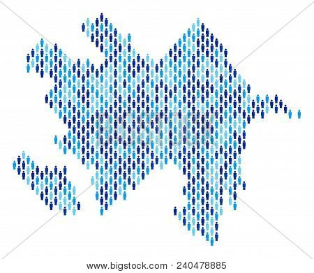Population Azerbaijan Map. Demography Vector Pattern Of Azerbaijan Map Made Of Crowd Elements. Abstr