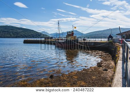 View Of Loch Fyne With Boat In Scotland