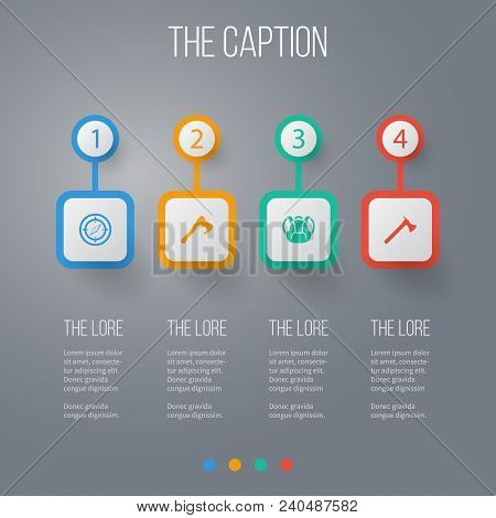Icon Camp Set Of Rucksack, Tomahawk, Poleaxe And Other  Objects. Also Includes Ax, Axe, Navigation E