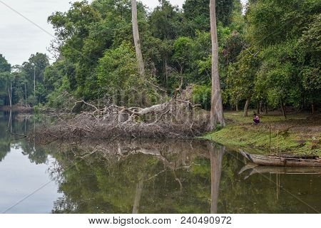 Siem Reap, Cambodia - 11 January 2018: Moat Near Preah Khan Temple At Angkor On Cambodia