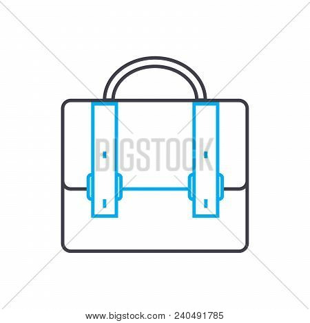 Brief Bag Symbol Vector Thin Line Stroke Icon. Brief Bag Symbol Outline Illustration, Linear Sign, S