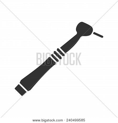 Dental Drill Glyph Icon. Dental Handpiece. Silhouette Symbol. Negative Space. Vector Isolated Illust